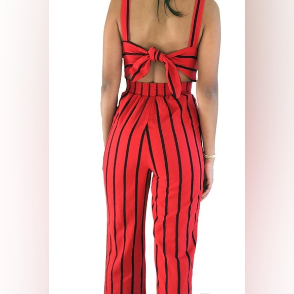 Fashion Nova Pants - Fashion Nova Plus Size Striped Linen Romper Pants 2X Jumpsuit